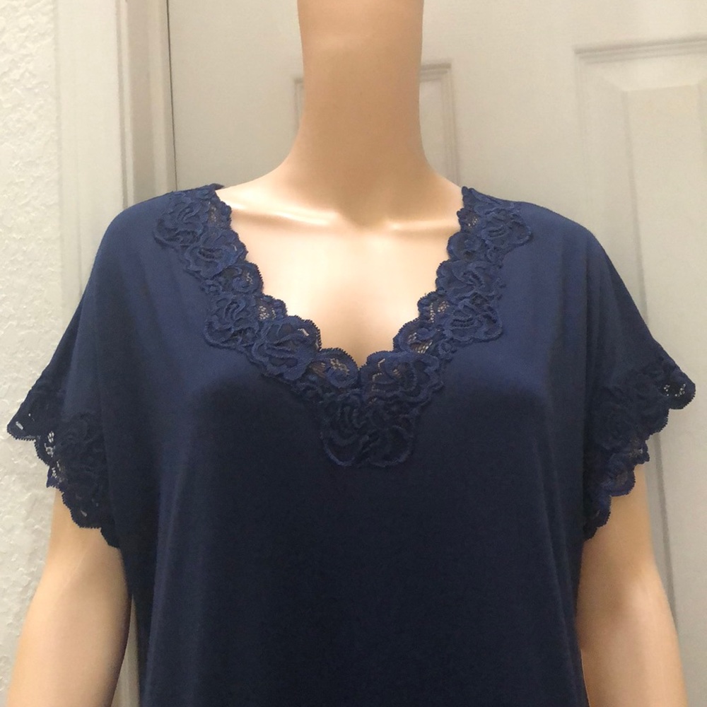 Charter Club Lace-Trimmed Soft  Knit Nightgown - Picture 3 of 8